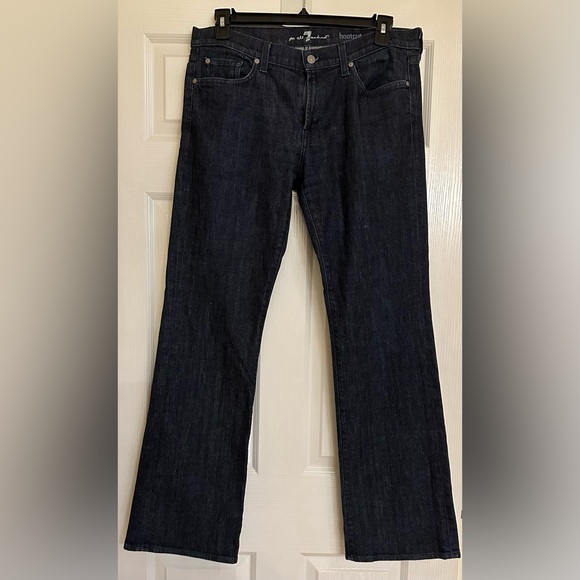 7 4 All Mankind Bootcut Fit Dark Wash Md Rise Zip Fly Stretch Denim Jean - Picture 1 of 8